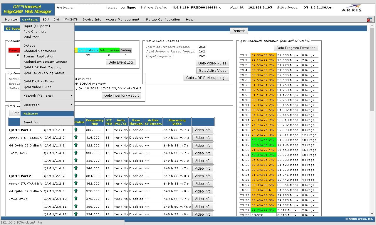 INSERTION OF SERVICE IN ARRIS D5 QAM INSERTION OF SERVICE IN ARRIS D5 QAM