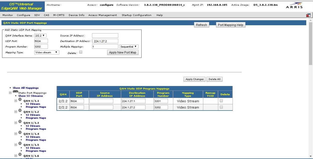 INSERTION OF SERVICE IN ARRIS D5 QAM INSERTION OF SERVICE IN ARRIS D5 QAM STEP 5
